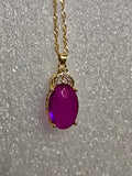 Pink Oval Pendant with Chain