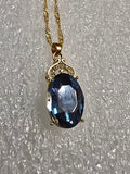 Deep Blue Oval Pendant with Chain